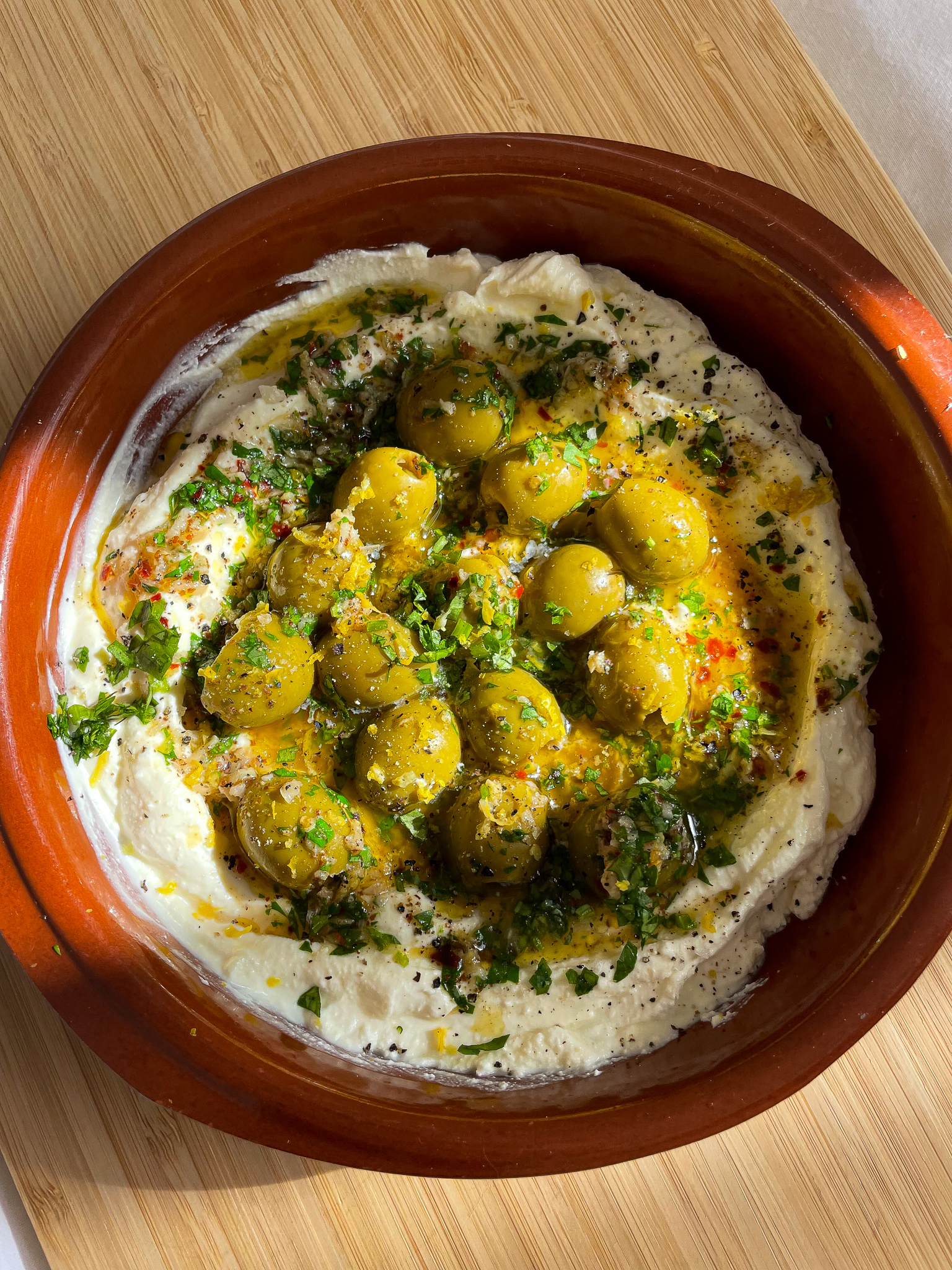 Whipped Ricotta and Olive Dip - from a small kitchen